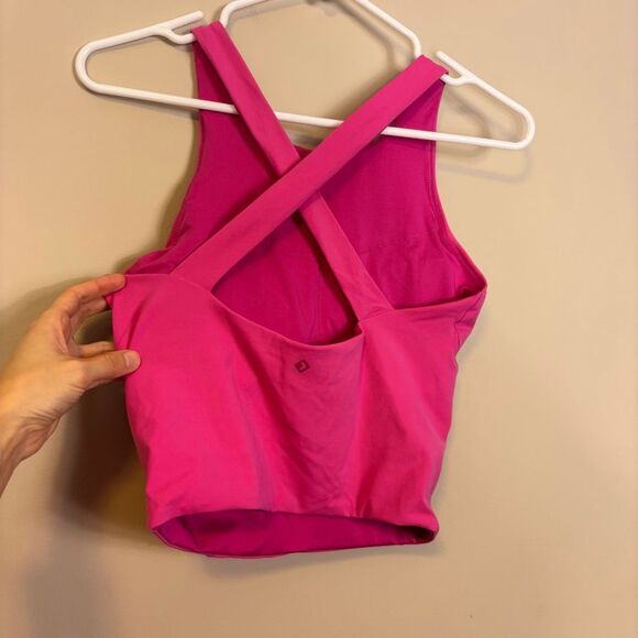 Abercrombie & Fitch Pink Criss Cross Back Cropped Workout Tank Top Size Medium - Picture 2 of 6